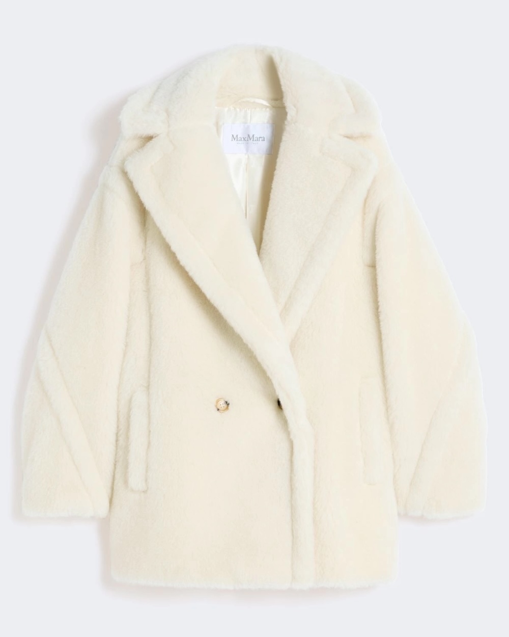 Casaco Icónico Teddy Bear curto em alpaca e lã