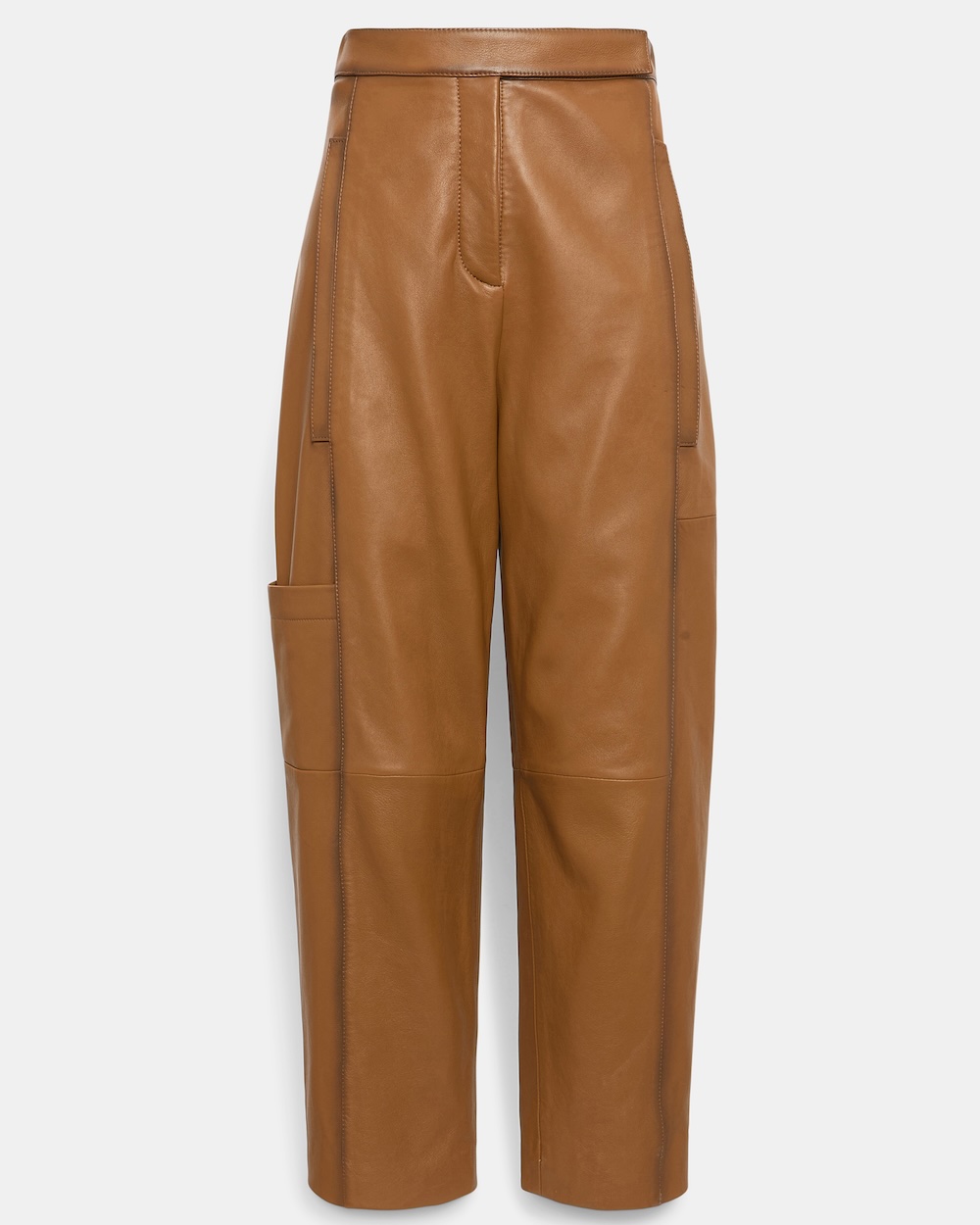 Calças peg top em couro