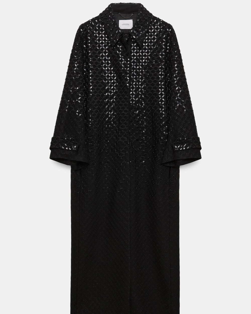 Casaco longo punto milano com lantejoulas bordadas