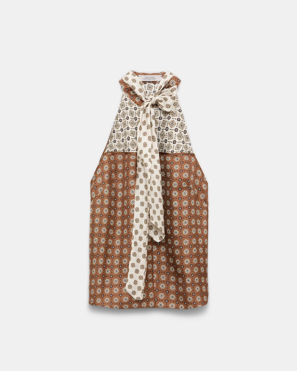 Blusa patchwork em sarja de seda estampada