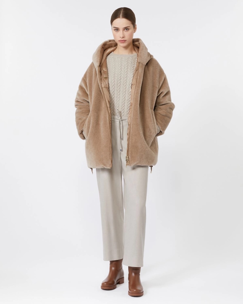 Calças jogging em flanela de lã