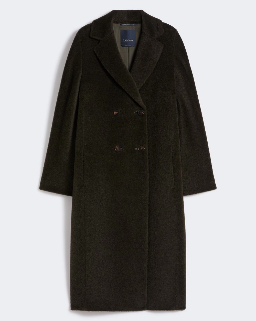 Casaco trespassado em alpaca e lã