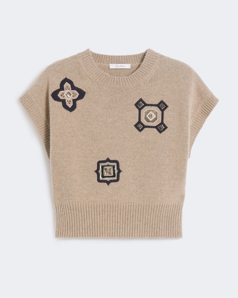 Camisola cropped em lã e caxemira