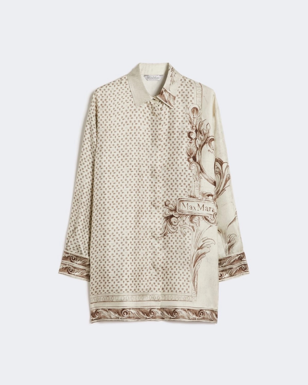 Camisa em sarja de seda estampada