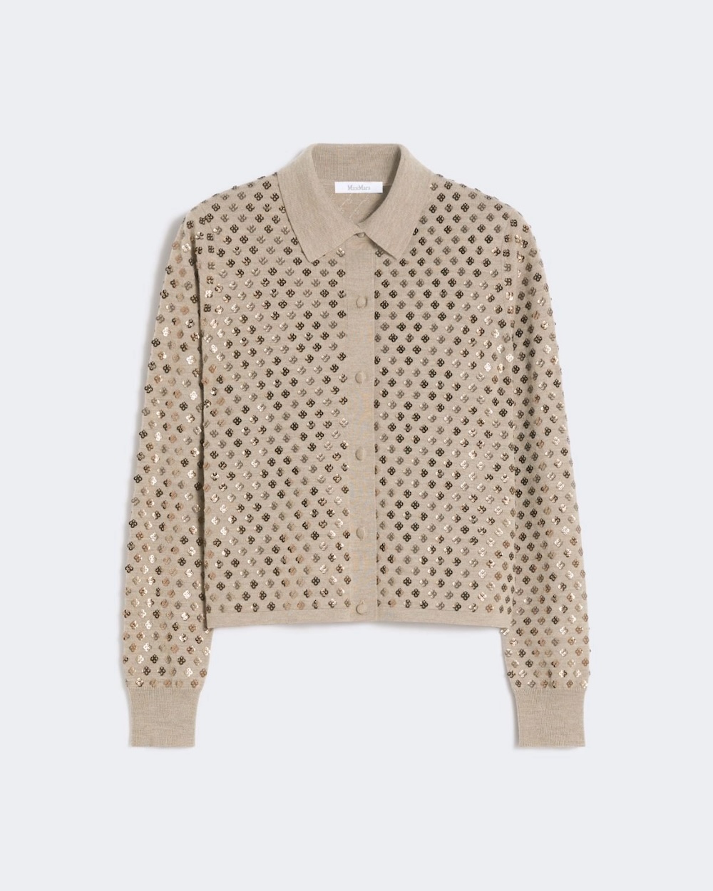 Cardigan de lã com lantejoulas