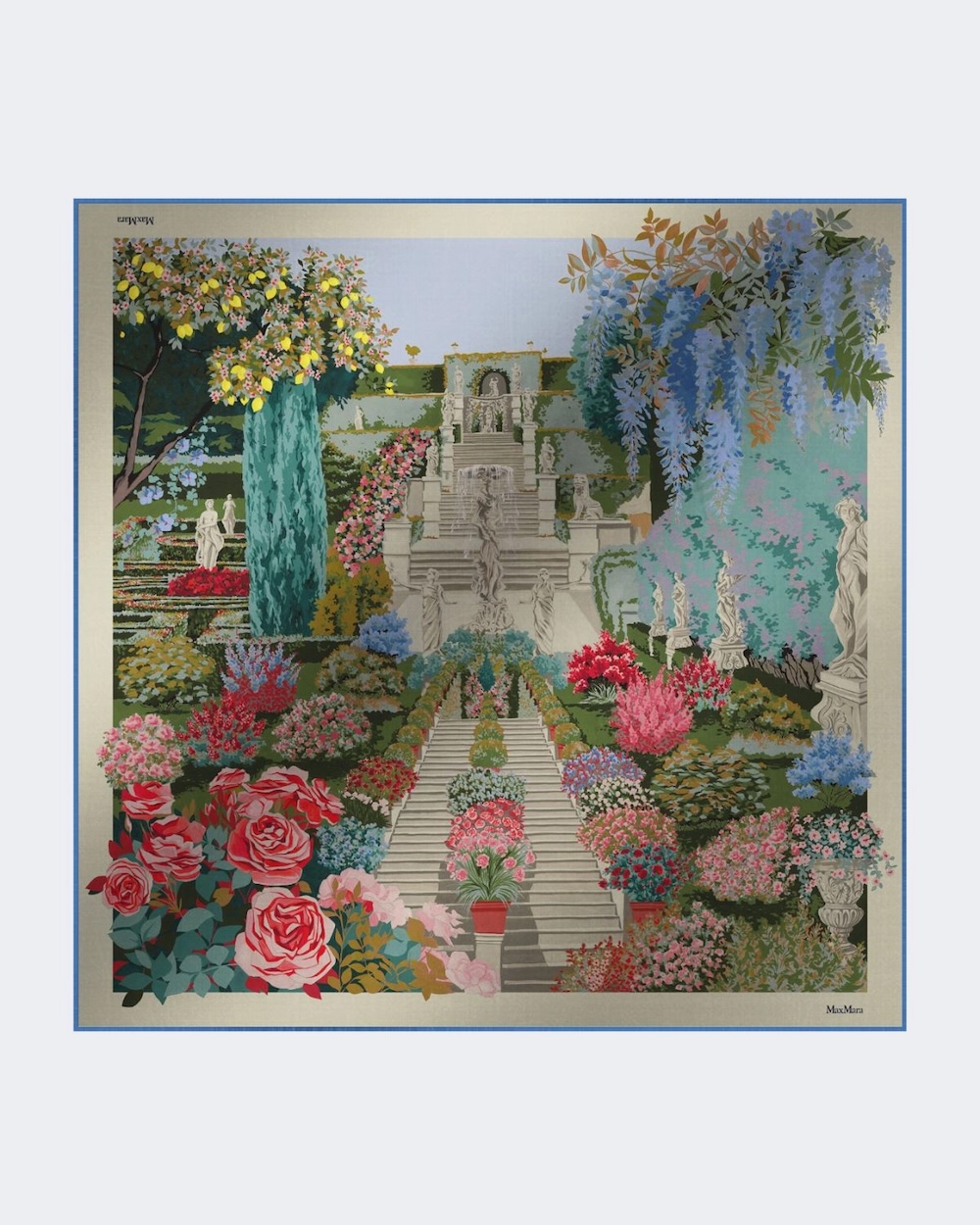 Lenço oversized em seda e lã estampada