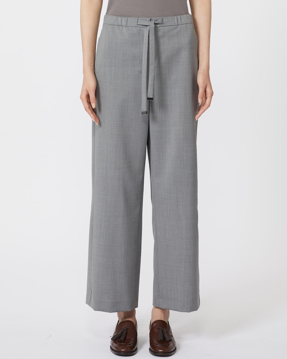 Calças em gabardine de mistura de lã