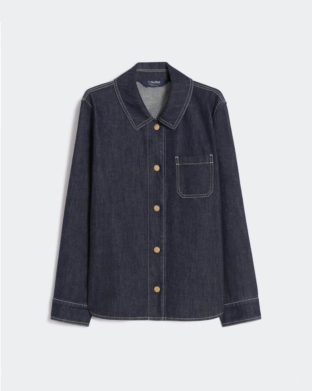 Camisa em denim de algodão