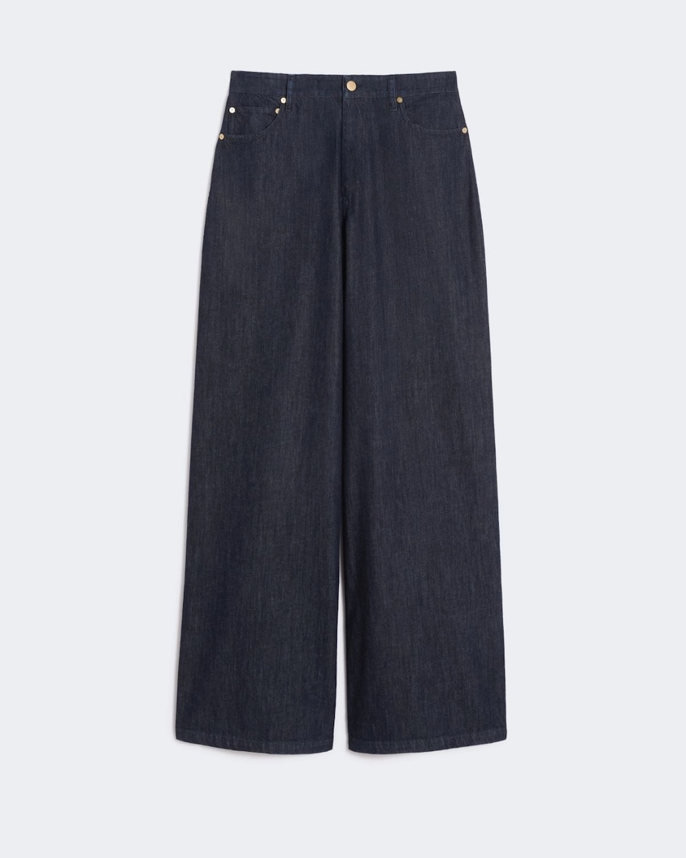 Calças retas em denim de algodão