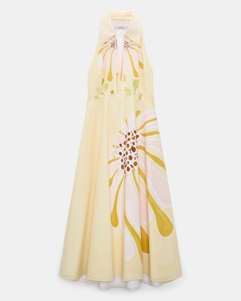 Vestido midi em popelina de algodão estampada