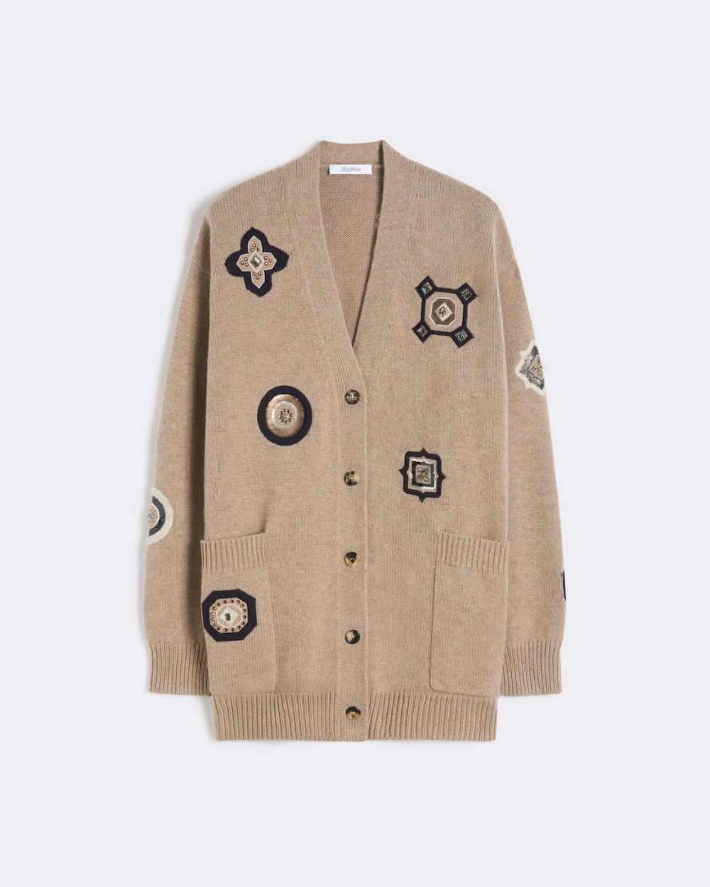 Cardigan longo em lã e caxemira