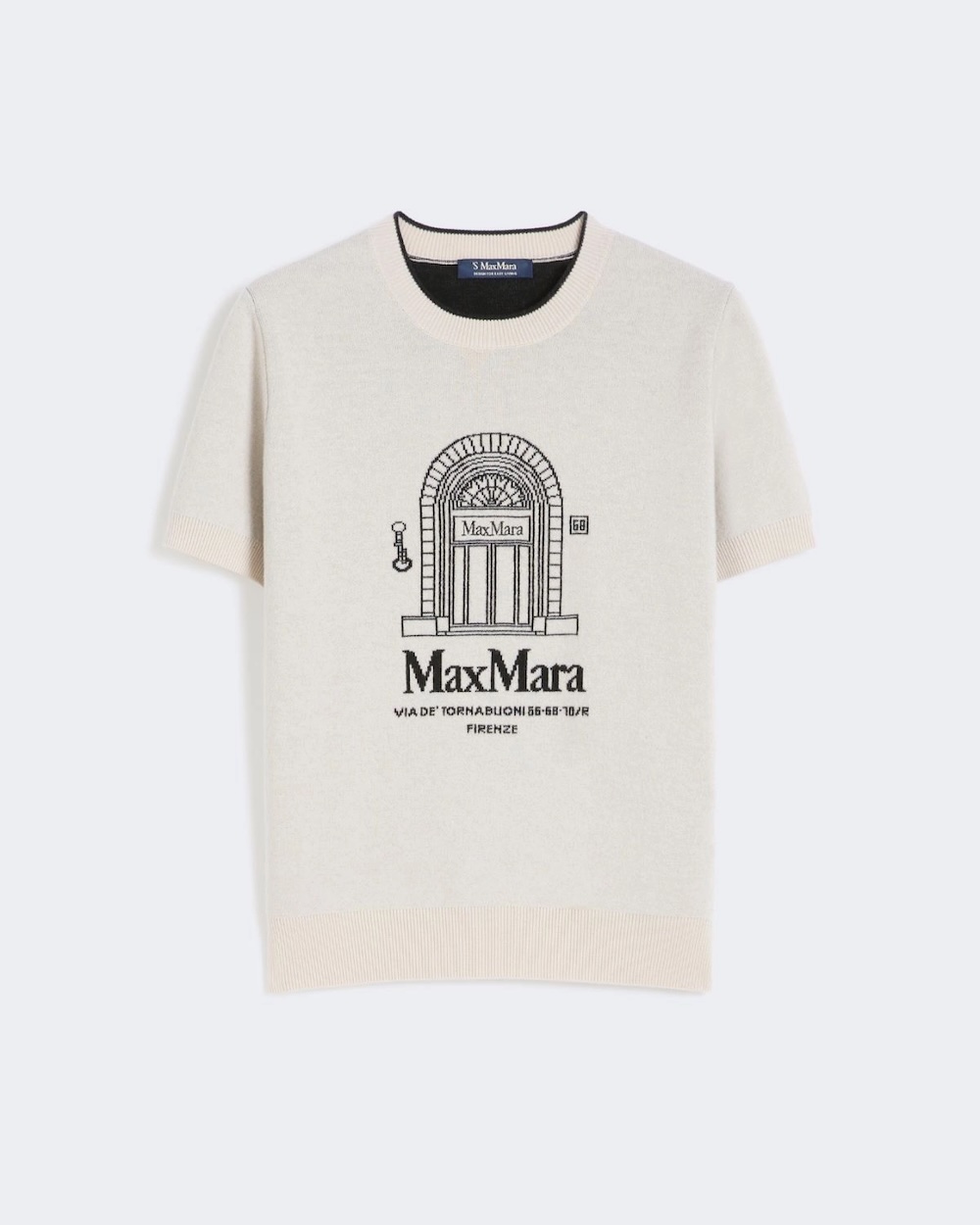 T-shirt em malha de lã jacquard