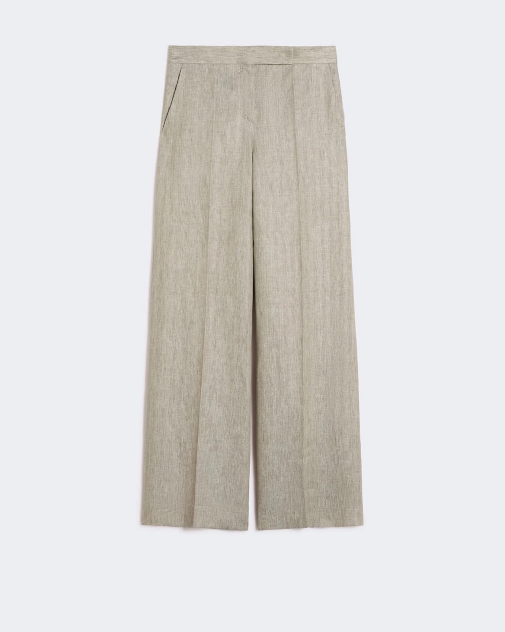 Calças de linho sarjado com padrão espinha de peixe