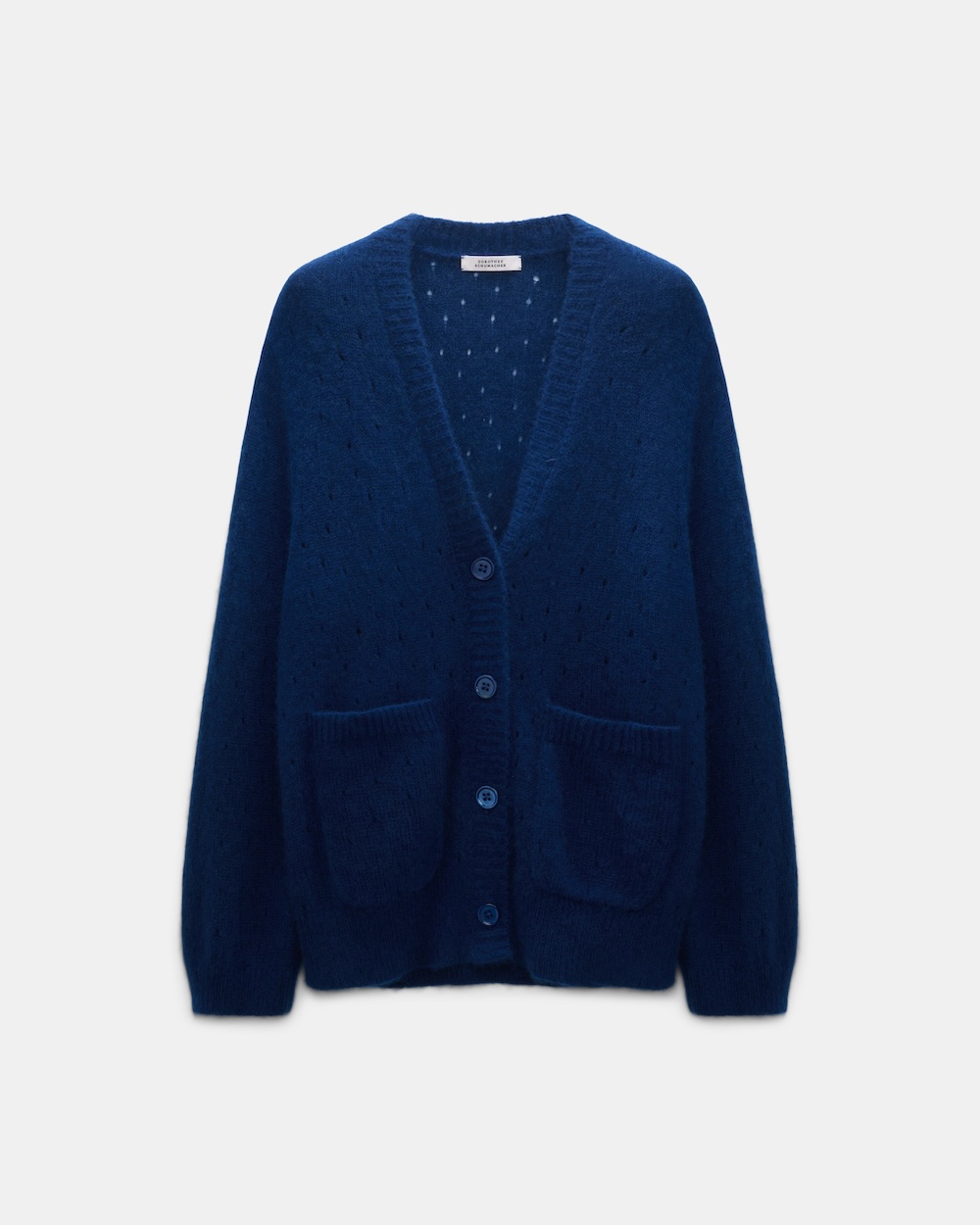 Cardigan de caxemira com detalhes em ponto ajour