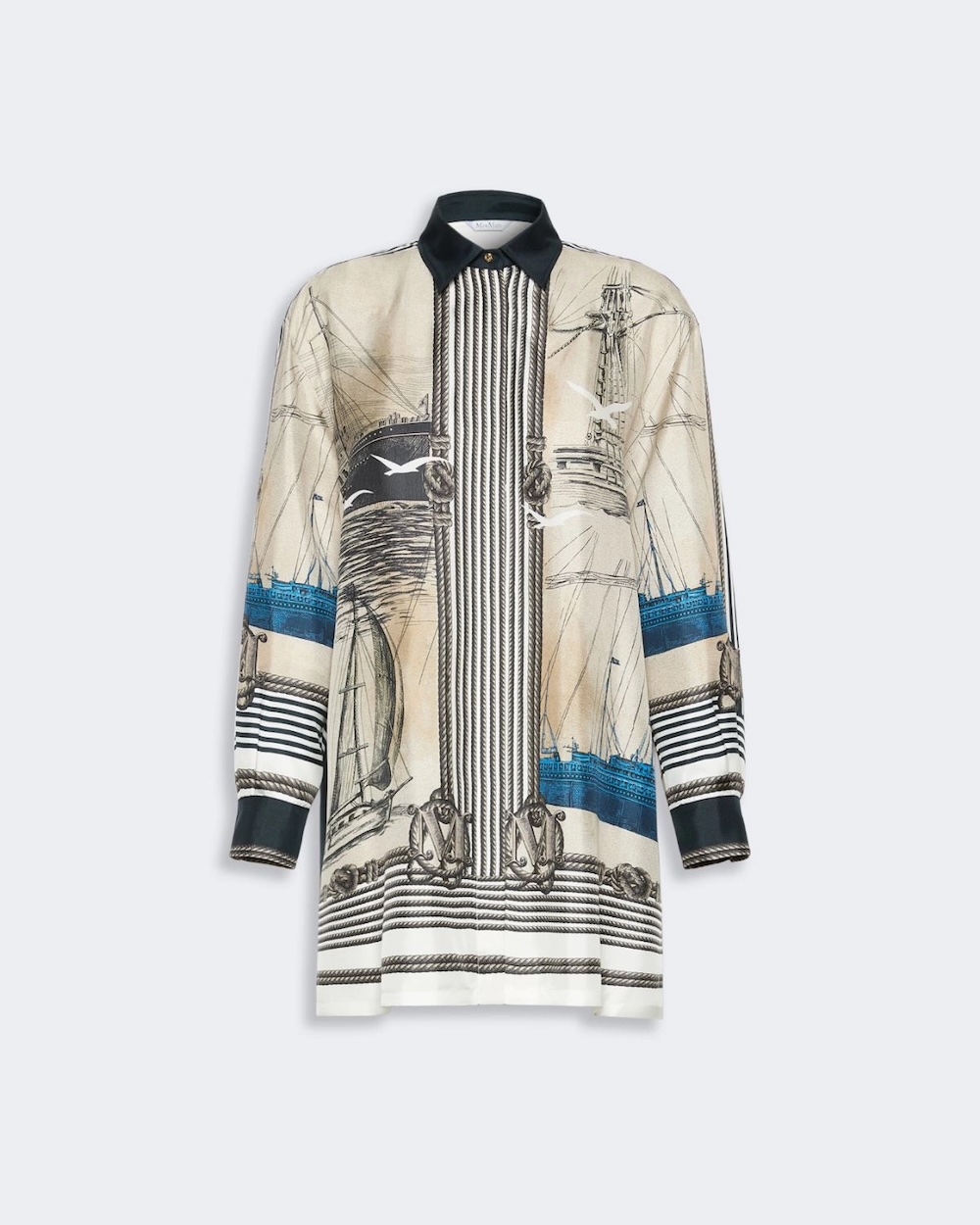 Camisa oversized em seda estampada