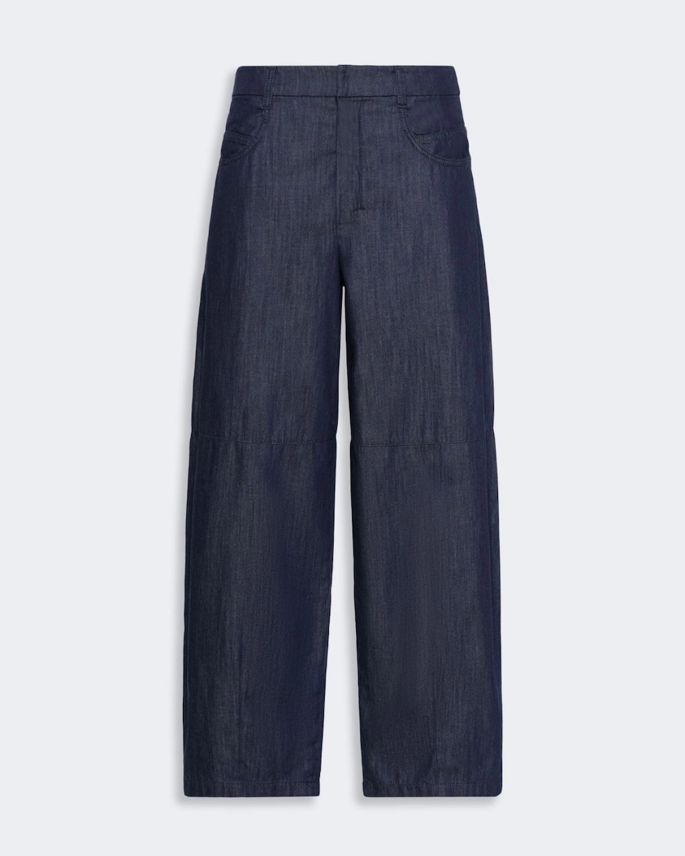 Calças barrel em denim de algodão