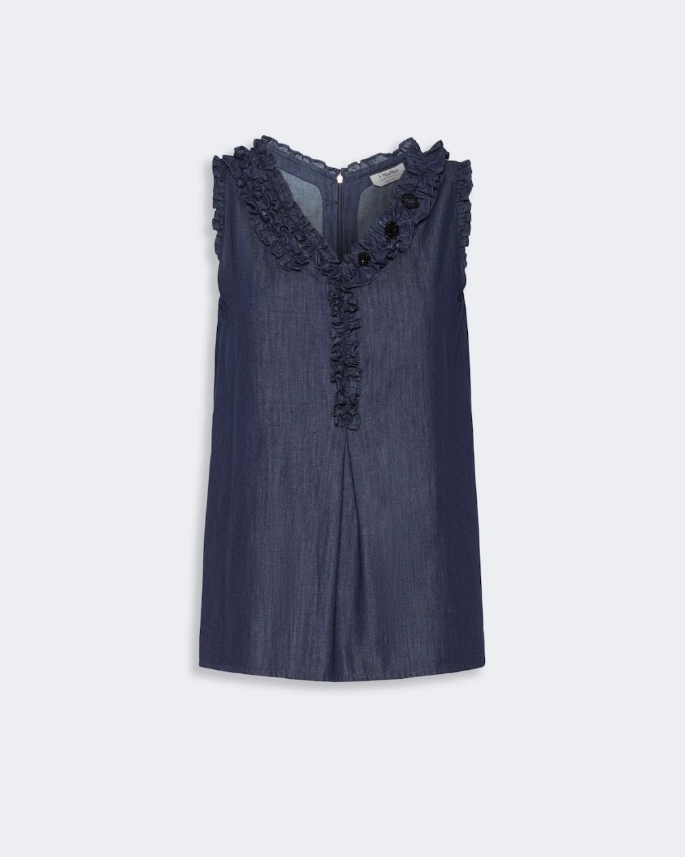 Top em denim de algodão
