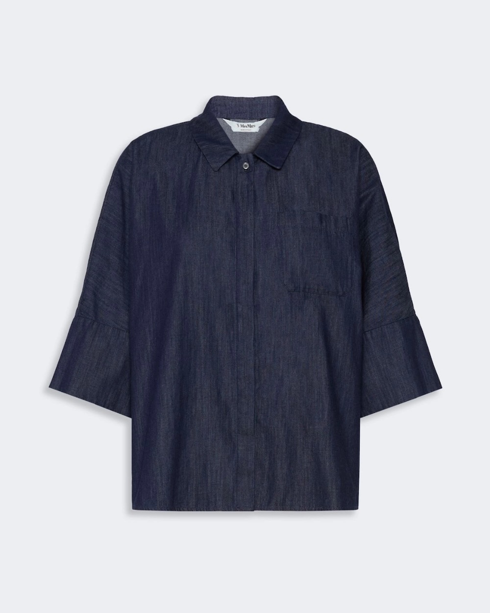 Camisa larga em denim de algodão