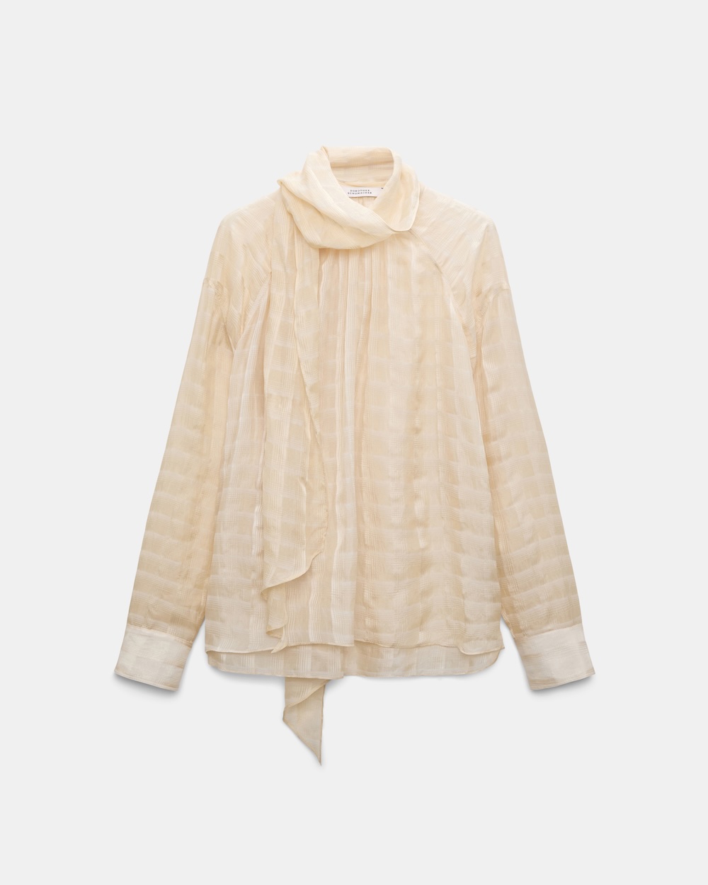 Blusa xadrez semitransparente em algodão e seda