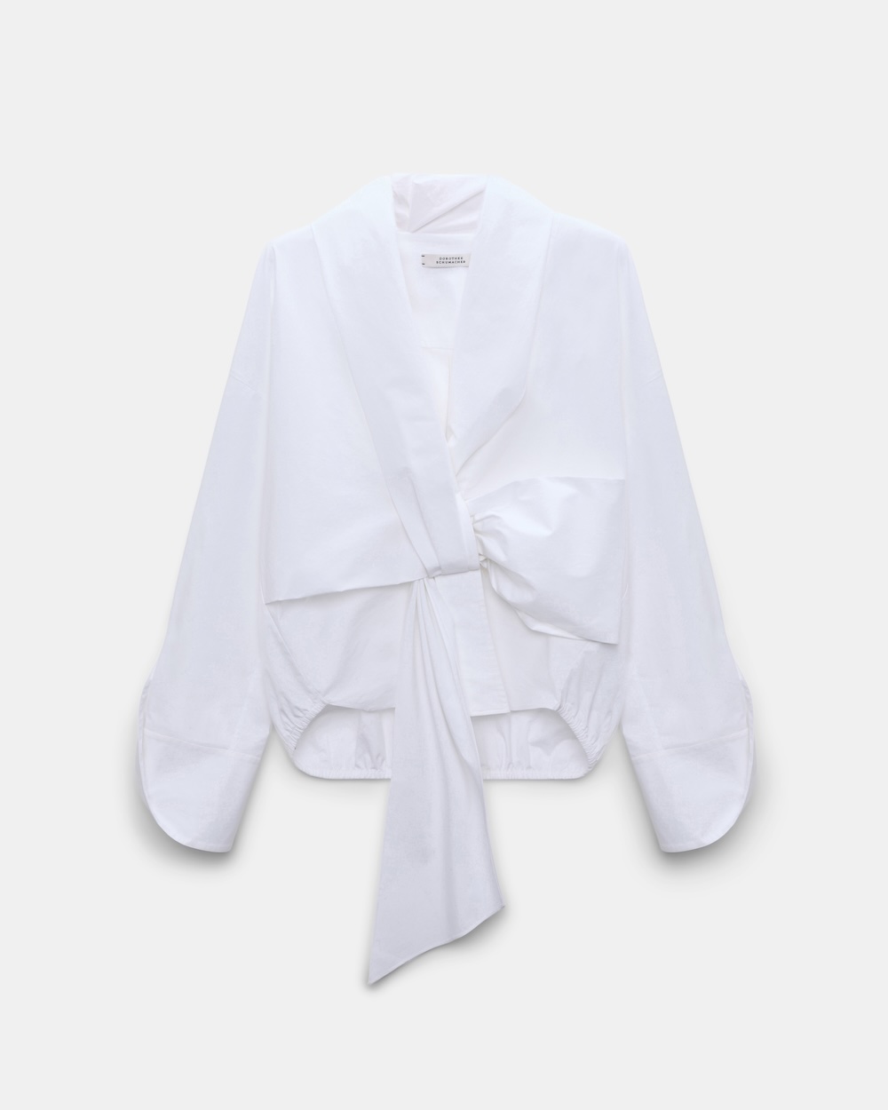 Blusa oversized drapeada em popelina de algodão stretch