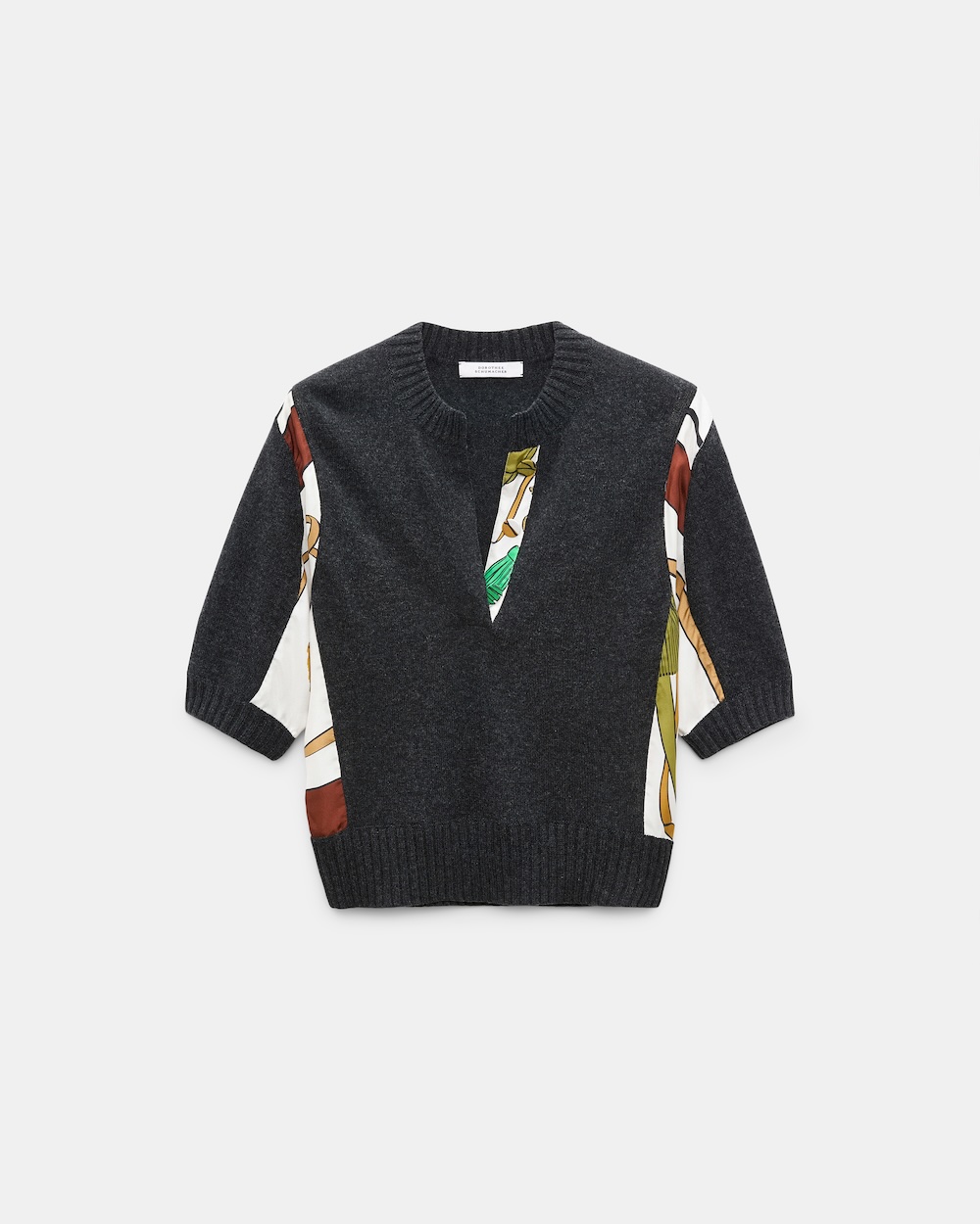 Camisola patchwork em merino e caxemira