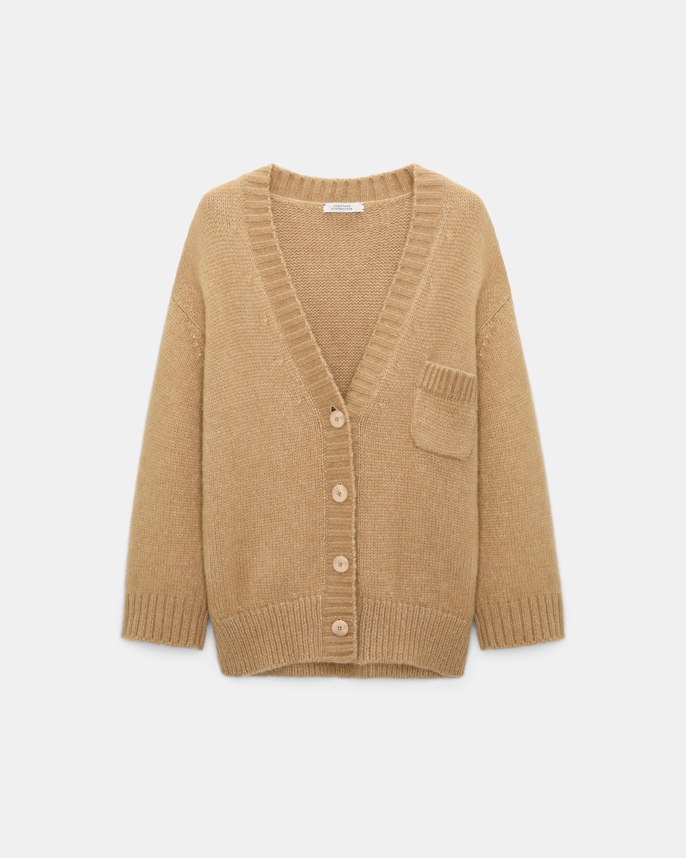 Cardigan decote em V de malha merino e alpaca