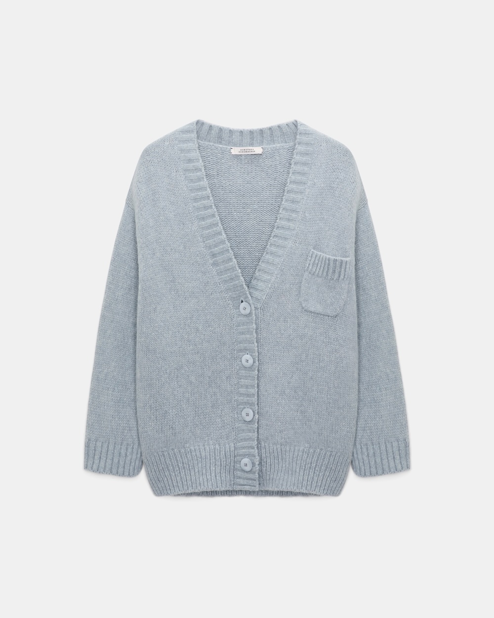 Cardigan decote em V de malha merino e alpaca